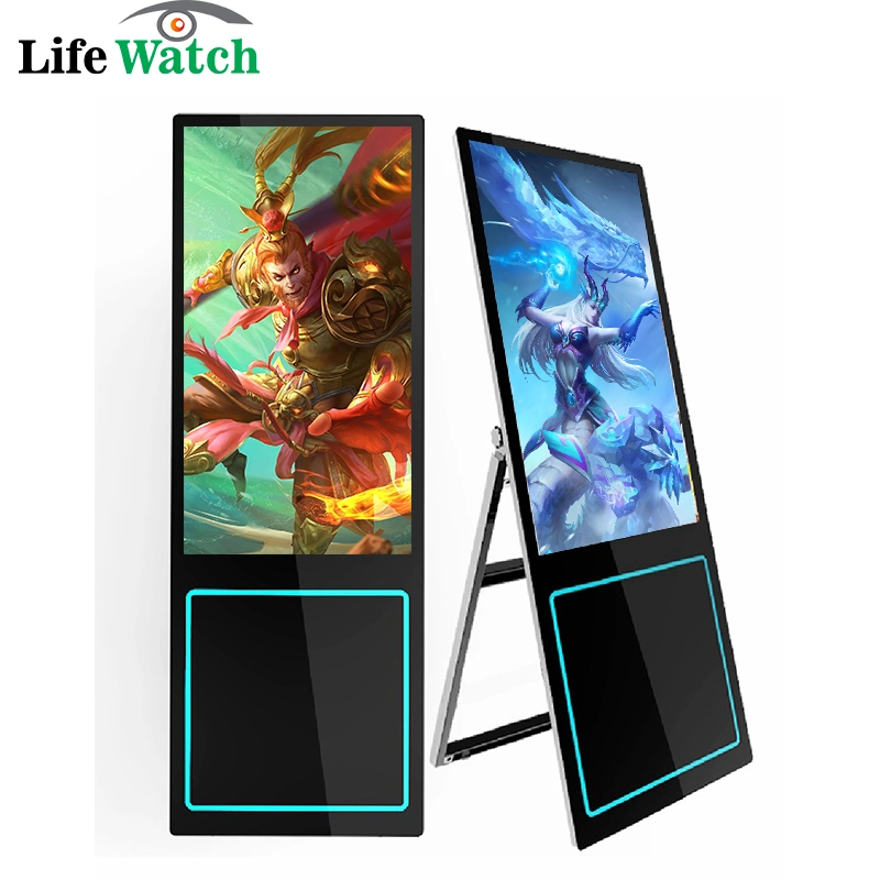 New Sales Prmotion Indoor Built-in LED Lamp Strip 65-Inch Indoor Foldable Portable LCD Digital Signage Kiosk Display