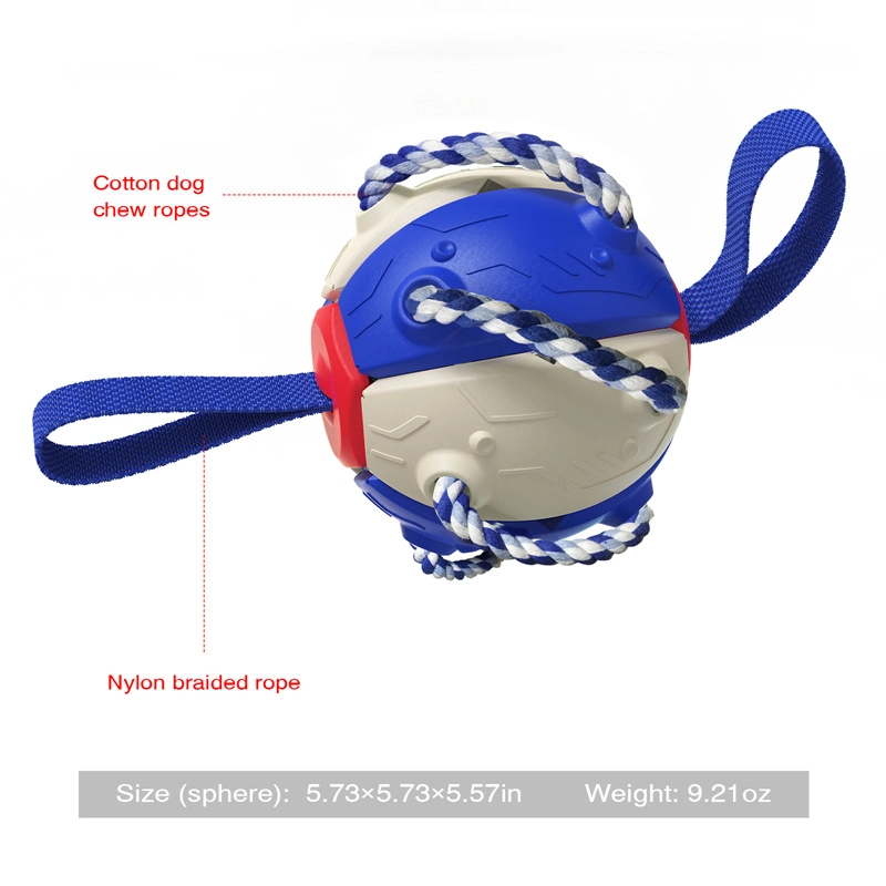 Indoor-Outdoor Interactive Dog Toy Dog Balls Foldable Frisbee Toy with Easy Grab Tabs