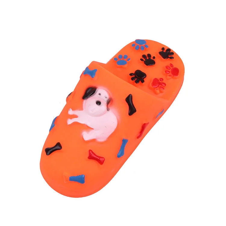 Hot Selling Wholesale Price Pet Chew Toy Durable Latex Interactive Slipper Shape Chew Toy for Dogs Squeaky Indoor Training Tools