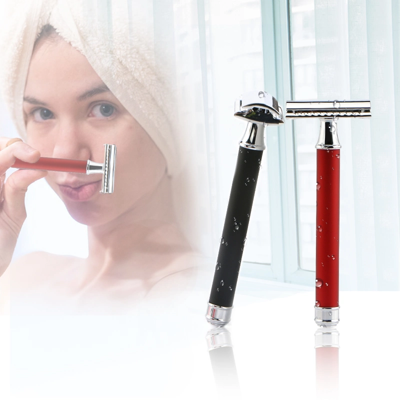 Plastic Free Facial Razor with Replacement Blade Brass Handle Double Edge Safety Shaving Razor