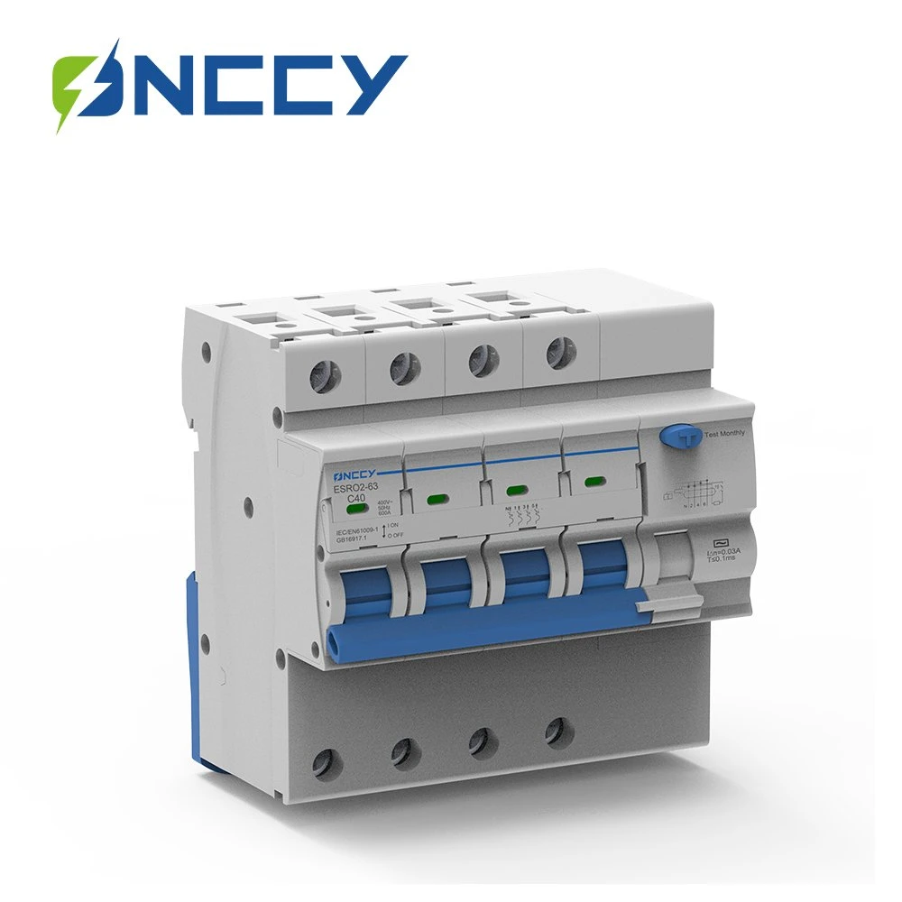 DIN Rail Fn 60715 (35mm) Esro3-40 RCBO Residual Current AC Breaker with Overcurrent Protection 1p +N