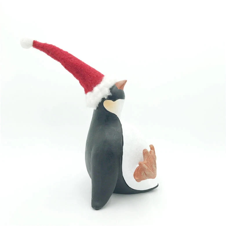 Christmas Home Decoration Sitting Resin Penguin Figurines Ornament