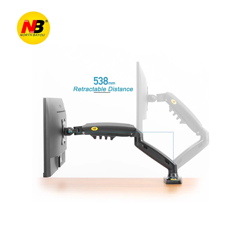 Nb F80 vers la Norvège USB3.0 Bureau à ressort à gaz 17-30" Support de montage pour écran LCD LED Charge 2-9kg Support d'affichage à mouvement complet Rotation de l'écran à 360 degrés