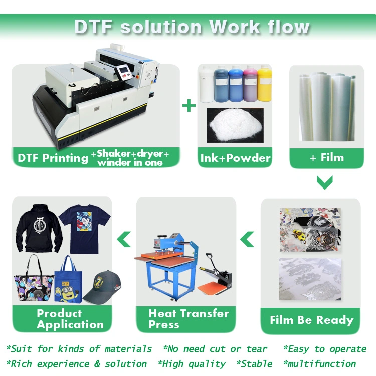 سعر المصنع A3 Plus DTF Textile Printer&amp;Powder Shaker في واحد ماكينة لكل الأقمشة