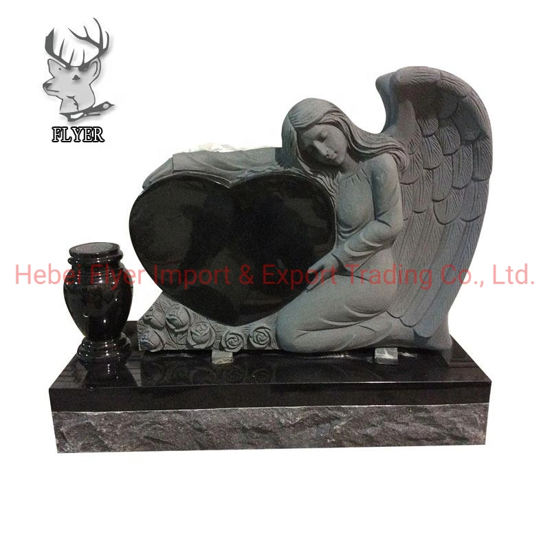 Custom Outdoor Graveyard Memorial Granite Headstone Estatua de mármol Angel Tombstone