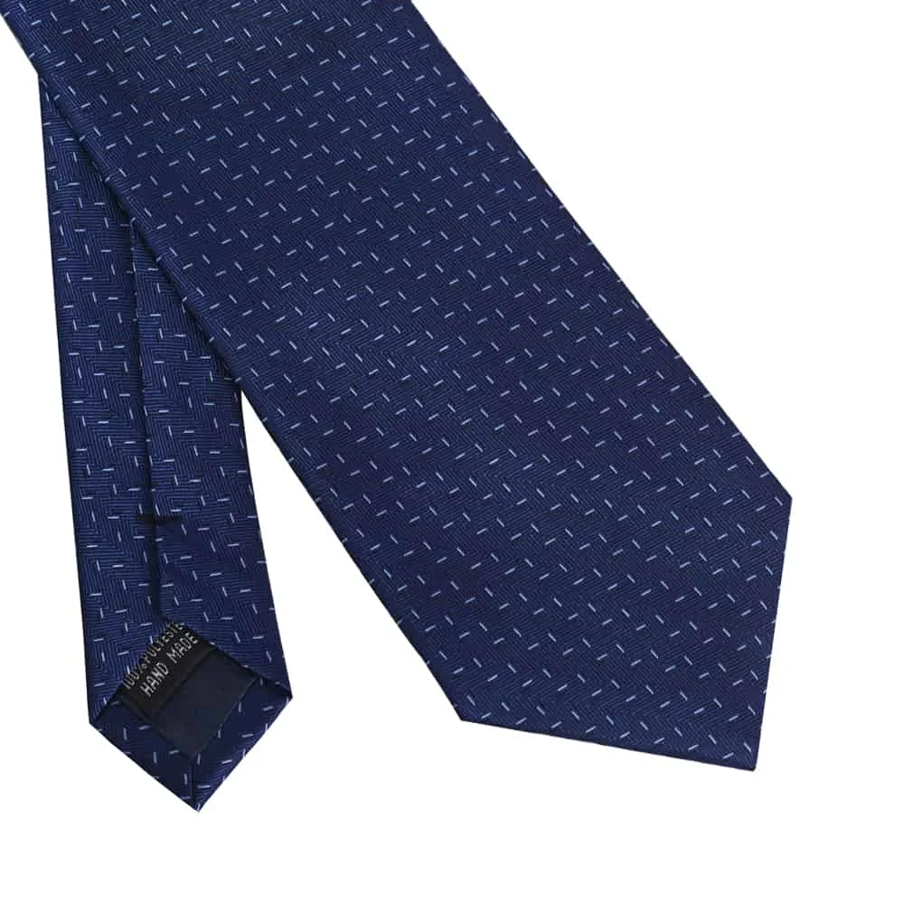 En Stock Herringbone Mens Blue Tie