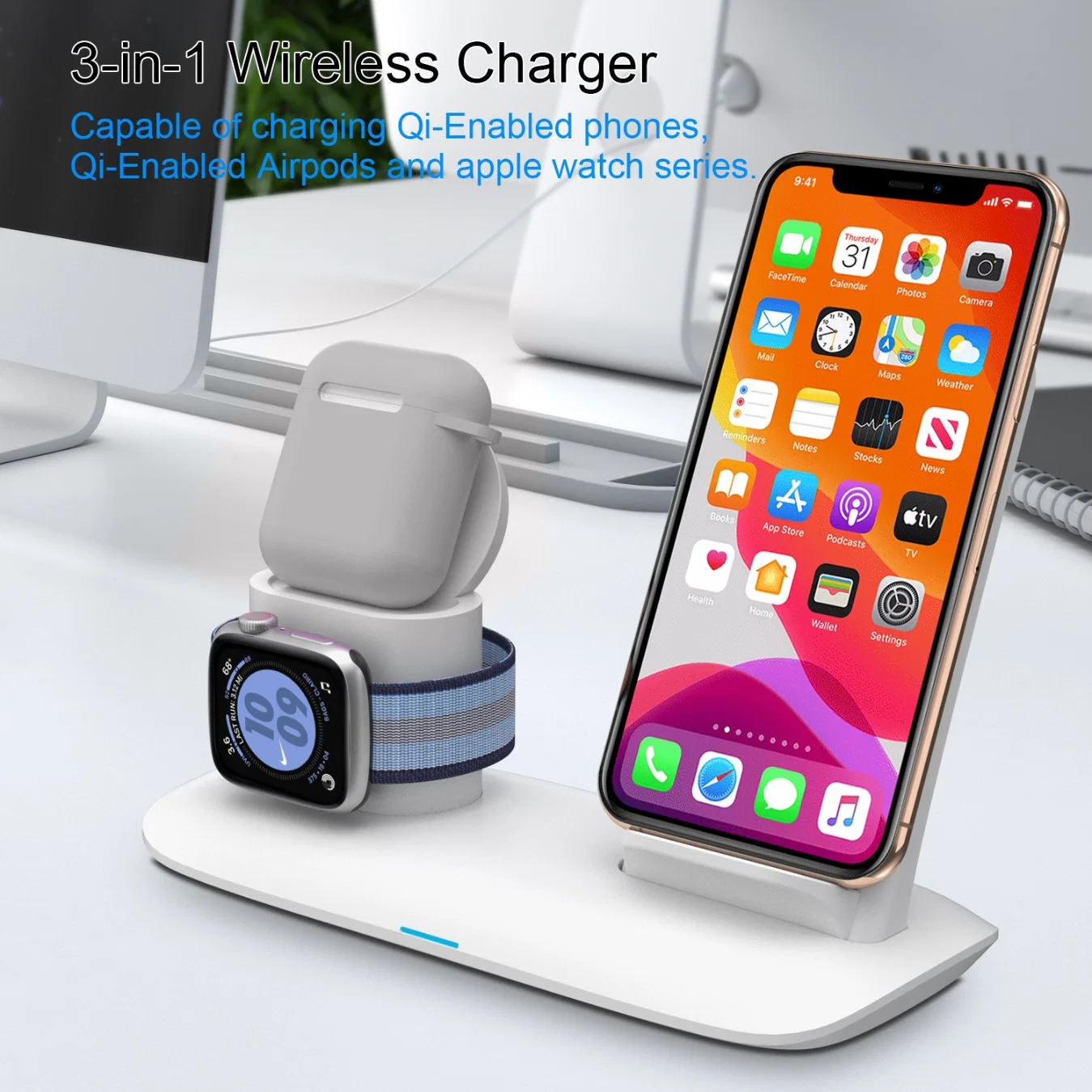 Quick Charging Mobile Phone Holder Wireless 3 in 1 Fast Chargers Phone Accessories