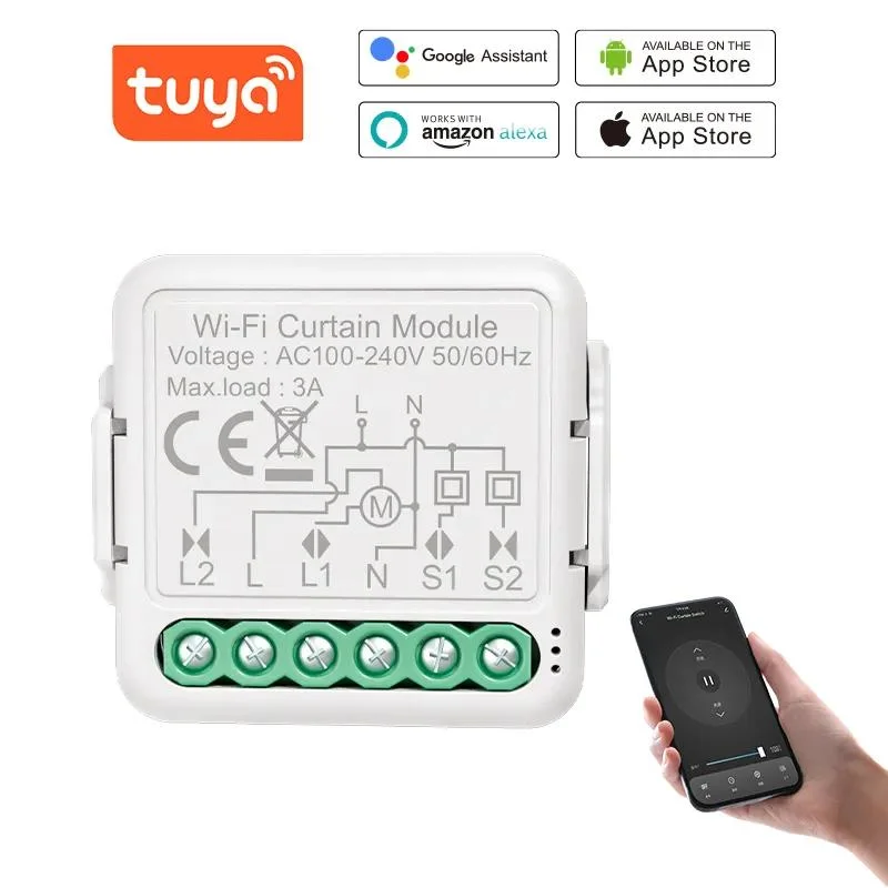 Module de commutation de rideau Smart Life Wifi Tuya pour détecteur de vitesse à galet Moteur aveugle avec Alexa Google Home