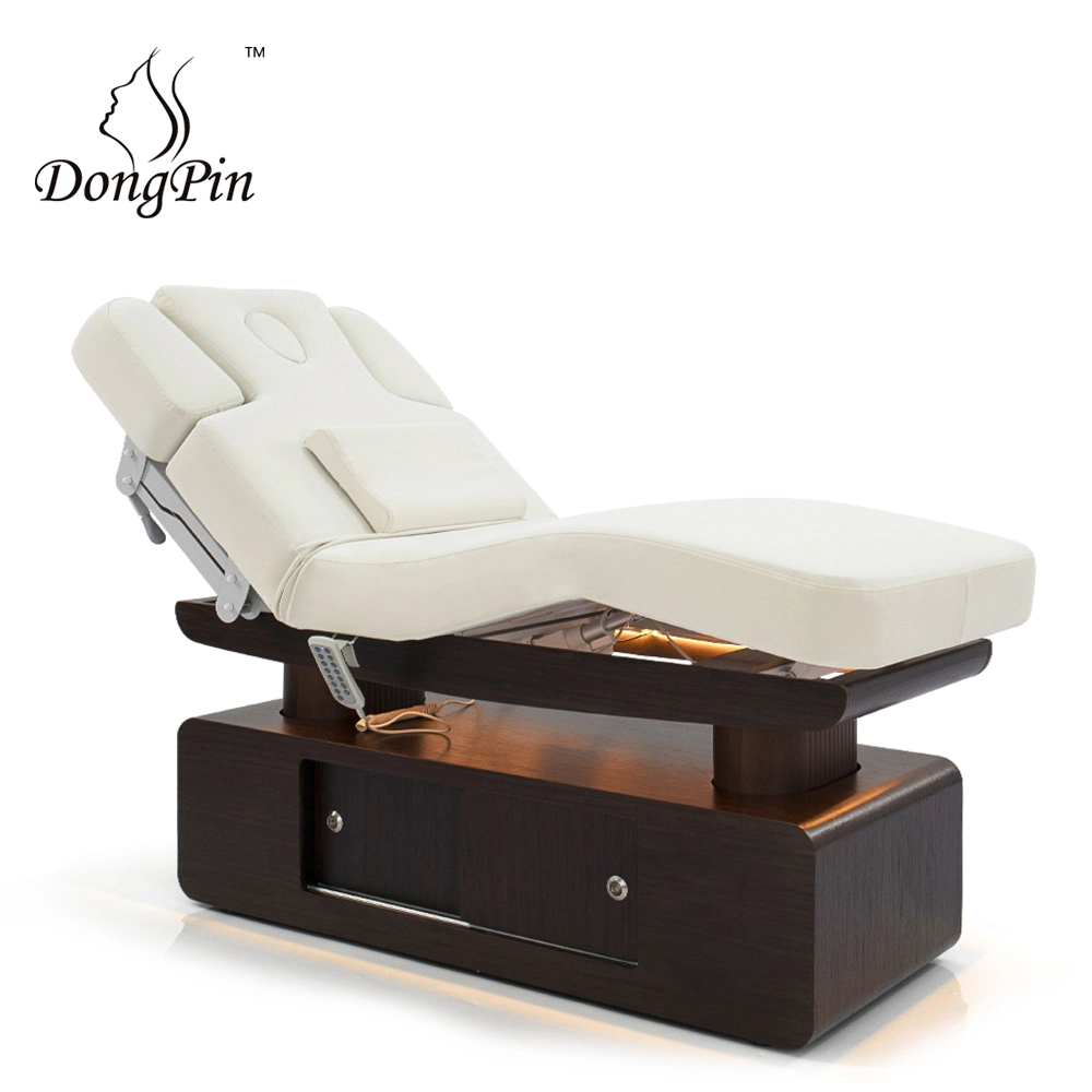 Mesa de masaje eléctrica con cama de extensión de pestañas curvadas para SPA y belleza con 4 motores