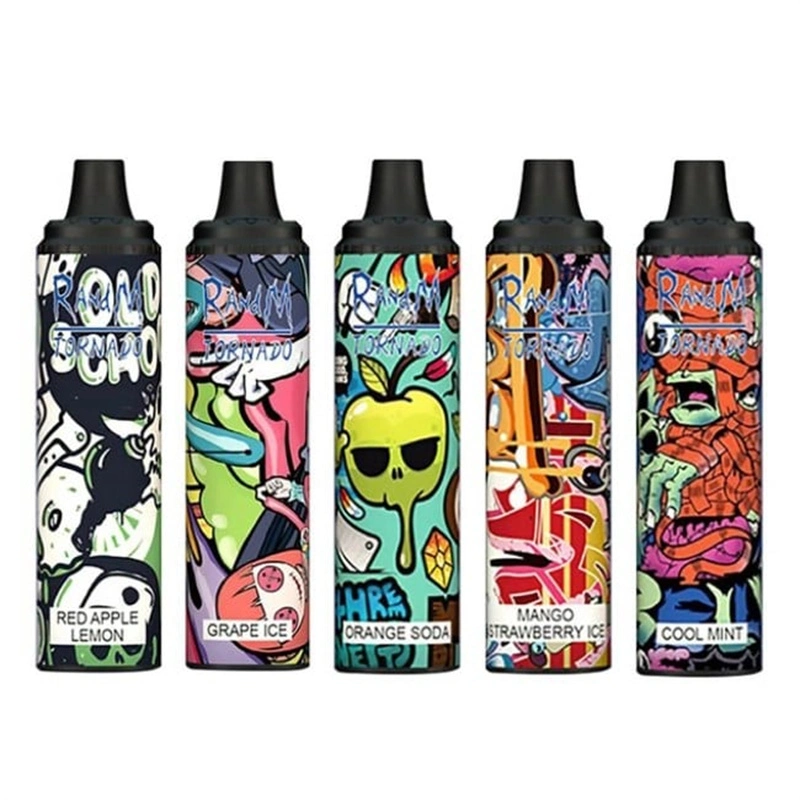 56 Regelmäßige Geschmacksrichtungen Original Randm Tornado 7000 Puffs Einweg-Vape Stift 2 % und 5 % blinkend RGB Tank Design 850mAh Typ C Wiederaufladbare Mini E-Zigarette