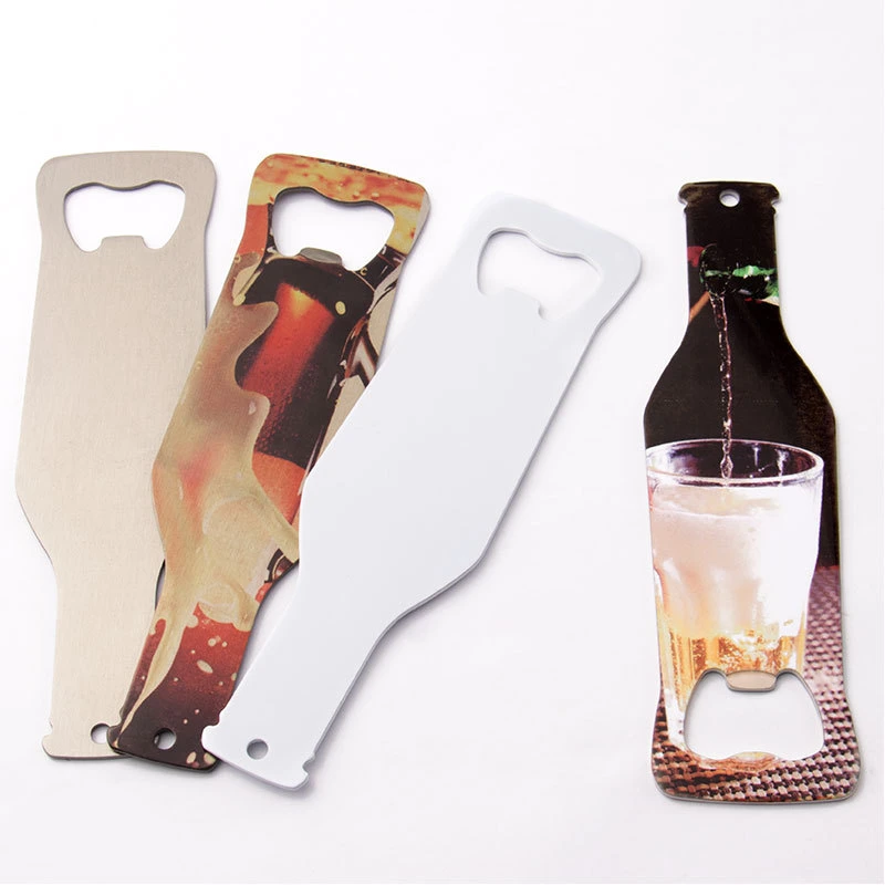 Sublimation Blank Stainless Steel Bottle Opener Coke Bottle Shaped Heat Transfer DIY Printing