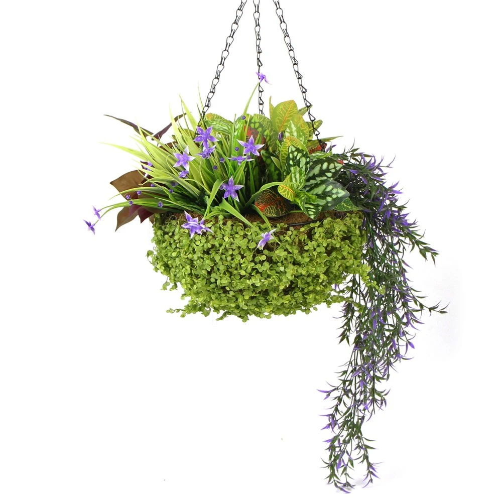 New Design Outdoor Indoor Artificial Fern Plant Flower Pot Holder Greenery Hanging Baskets