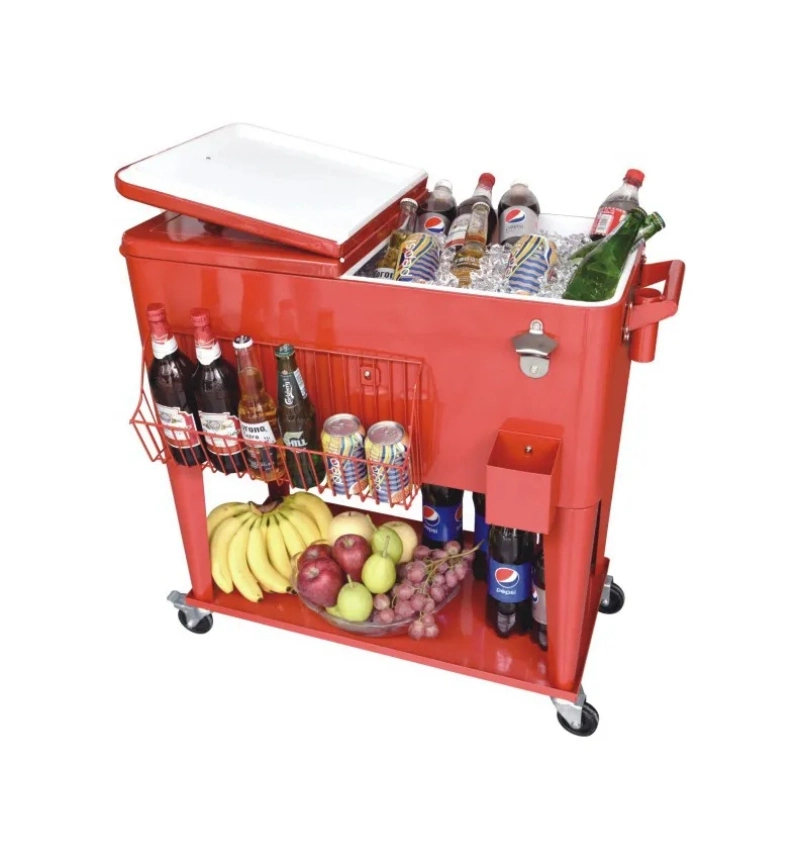 Custom Logo Eco-Friendly Portable Party Ice Cooler Cart Beverage Drink Cooler with Wheels