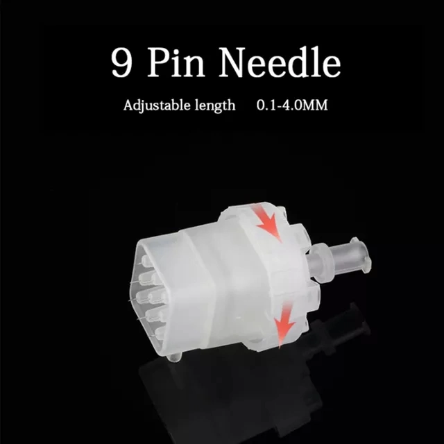 White 9pin Disposable Injector Pinhead for Meso Gun Negative Pressure Cartridge Needles Tip for Mesotherapy