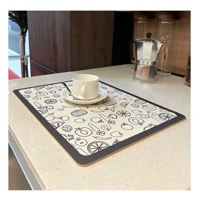 Large Eco-Friendly Rubber Easy Clean Heat Resistant Dish Drying Mat for Kitchen Counter