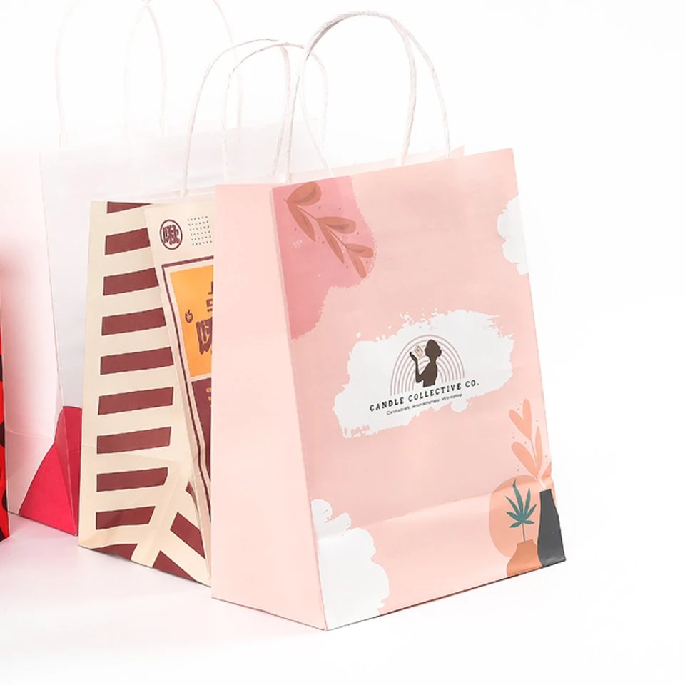 Full Printing with Logo Luxury Shopping Kraft Paper Bag for Clothing