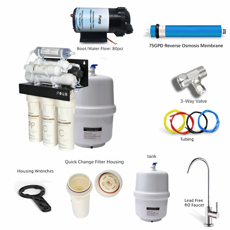 5 6 7 Stage RO Water Filters UV Reverse Osmosis Water Filtration System with 6W 12W UV Water Disinfection