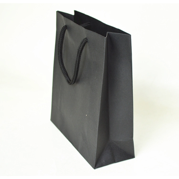 Matte Black Drawstring Paper Jewelry Gift Packaging Bag in Stock