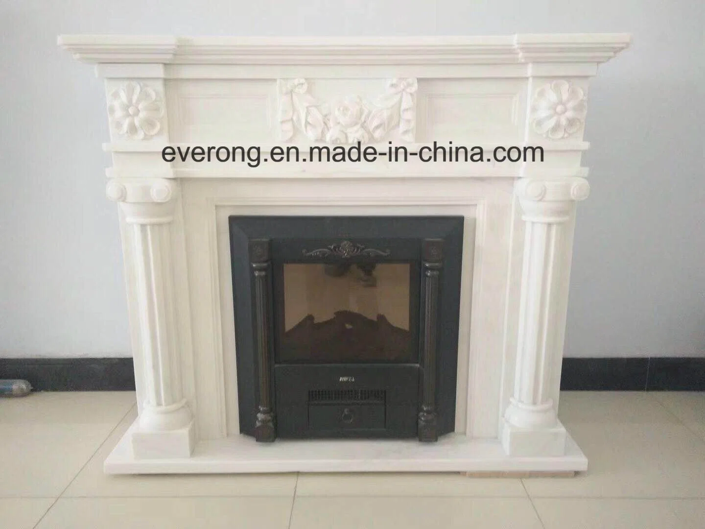 Cheap Carving Marble Fireplace for Stone Fireplace Mantel