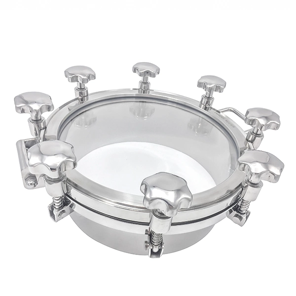 Stainless Steel Sanitary 3-5 Bar Pressure Circular Tank Manhole Cover with Stainless Steel Wheel