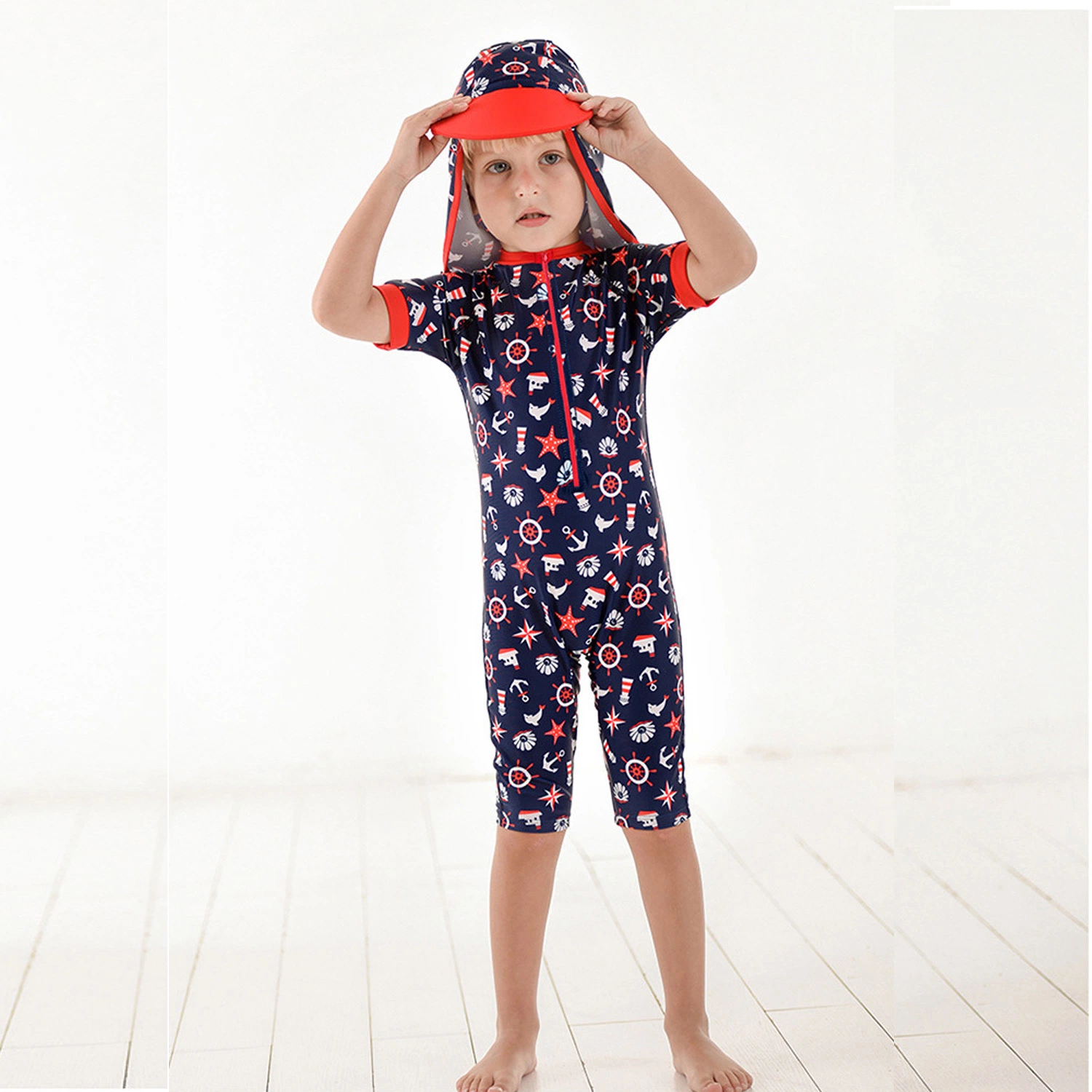 Fashion Children Clothing for Swimming One Piece Front Zipper Design Kids Swimwear