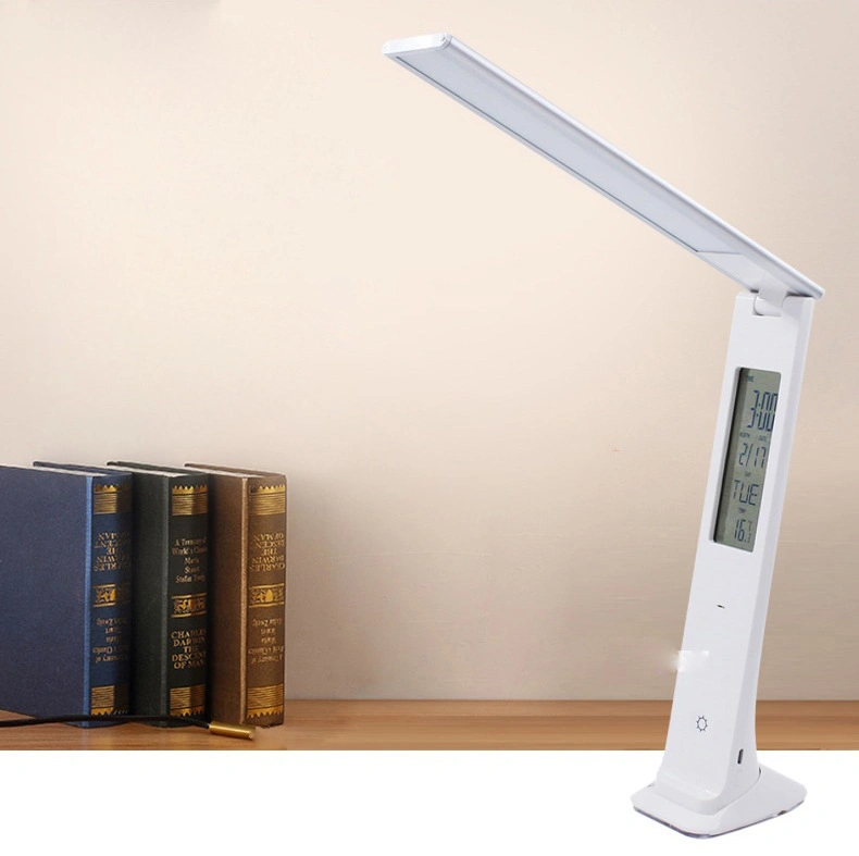 Lampe de lecture de table LED pour enfants, protection des yeux, affichage de l'horloge et de la température.