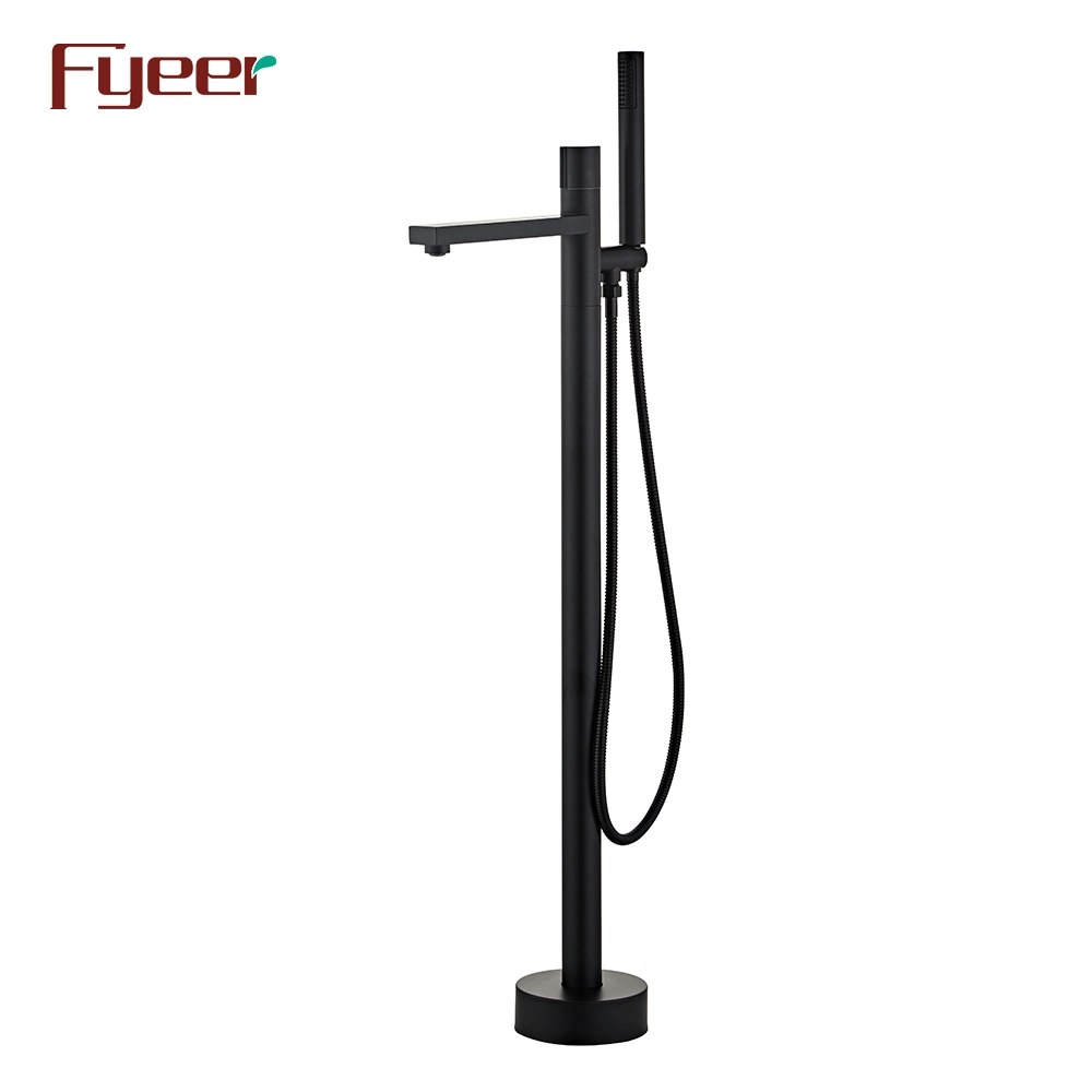 Fyeer New Free Standing Matt Black Bathtub Faucet with Hand Shower