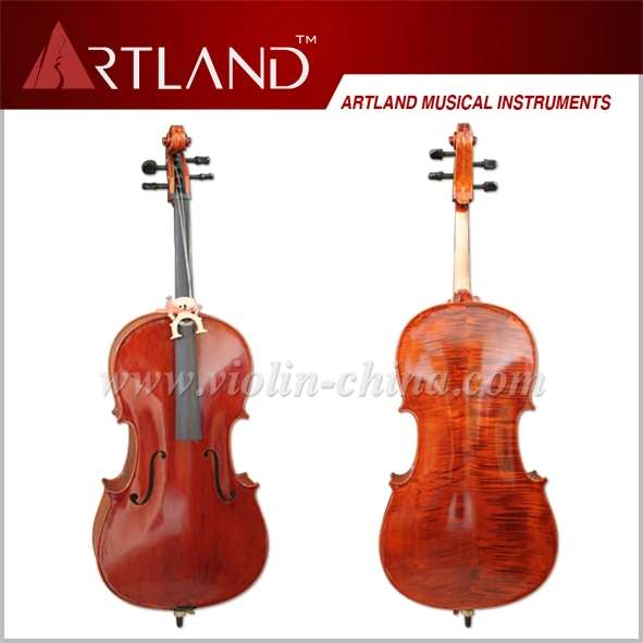 Solid Flamed Cello with Sprit Varnish Brown Color