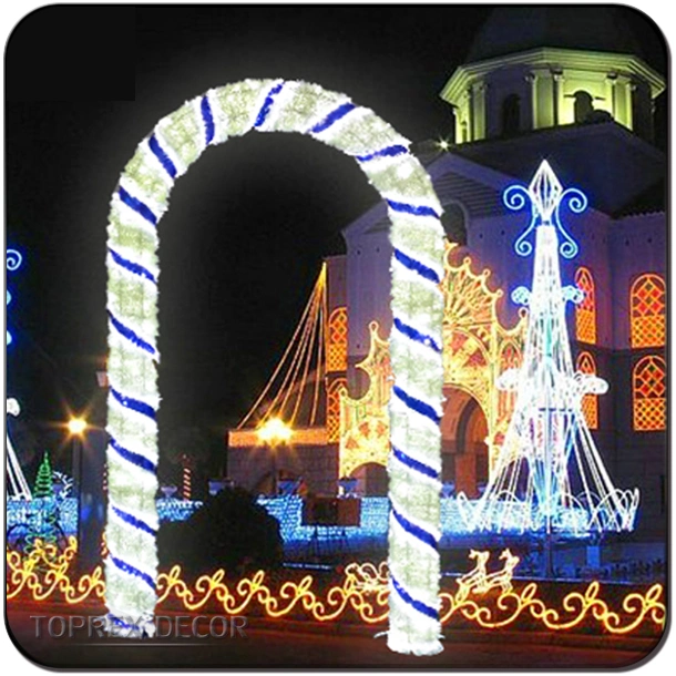 Toprex Decor Customizable Garden LED Lighting Light Candy Cane Arch with Metal Frame for Christmas Decoration