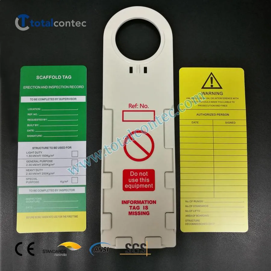 Printable Safety Scaffolding Tag/Osha Plastic Scaffold Safety Tag Holders/Plastic Scaffold Inspection Tag for Sale