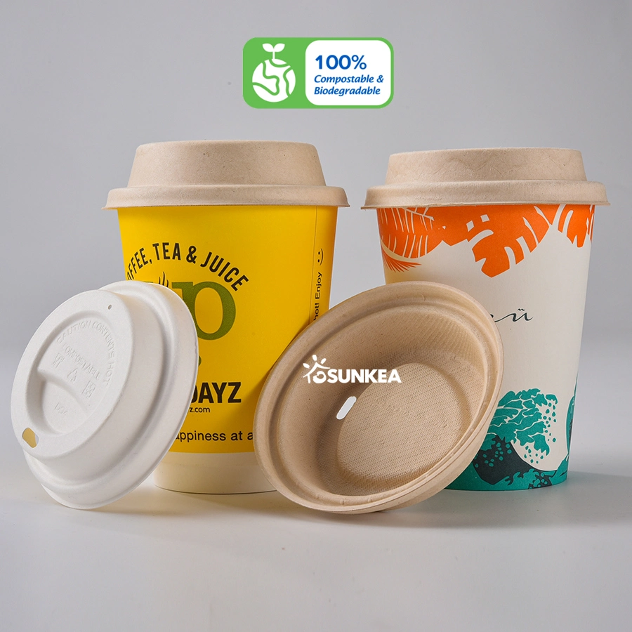 Copos de papel para café de parede dupla isolados a branco, com estampado e take-away personalizados Com tampas