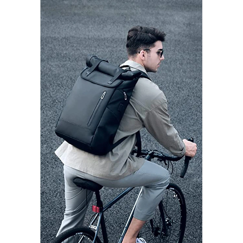 Custom Large Waterproof Expandable Commuter Travel Roll-Top Laptop Backpack with USB Charger