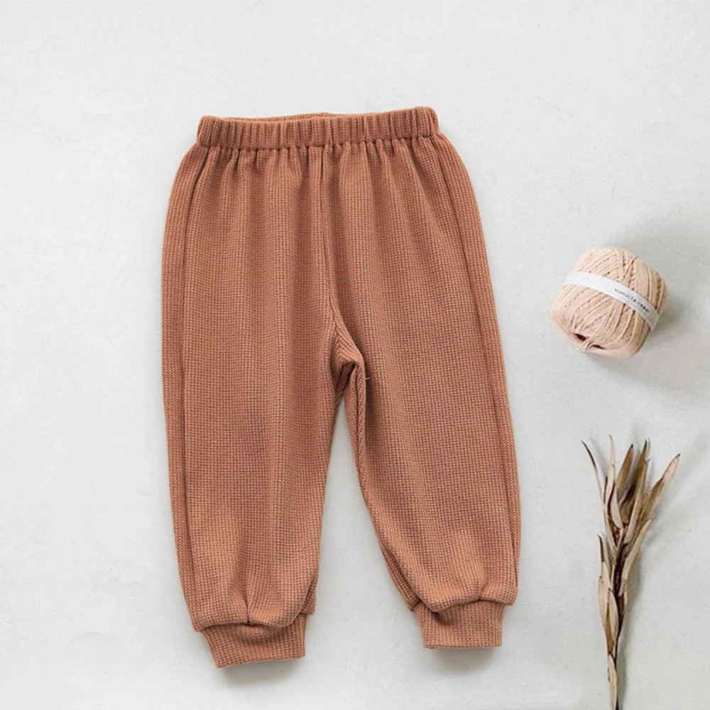 Waffle Cotton Brown Cream Color Baby Pants Kids Wear