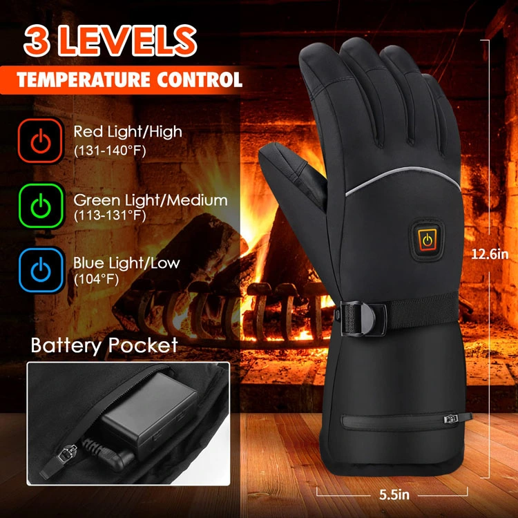 Upgrade Electric Winter Gloves Waterproof Touchscreen Heated Gloves for Men Women