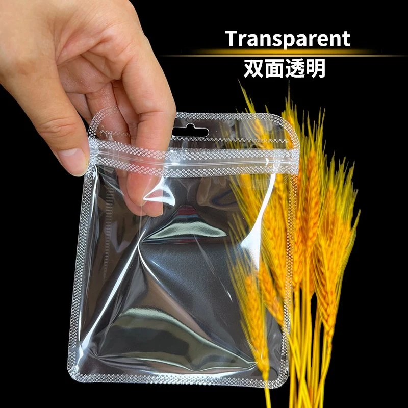 12*15 Square Plastic Bag Clear Zip Pouch White Zipper Bag