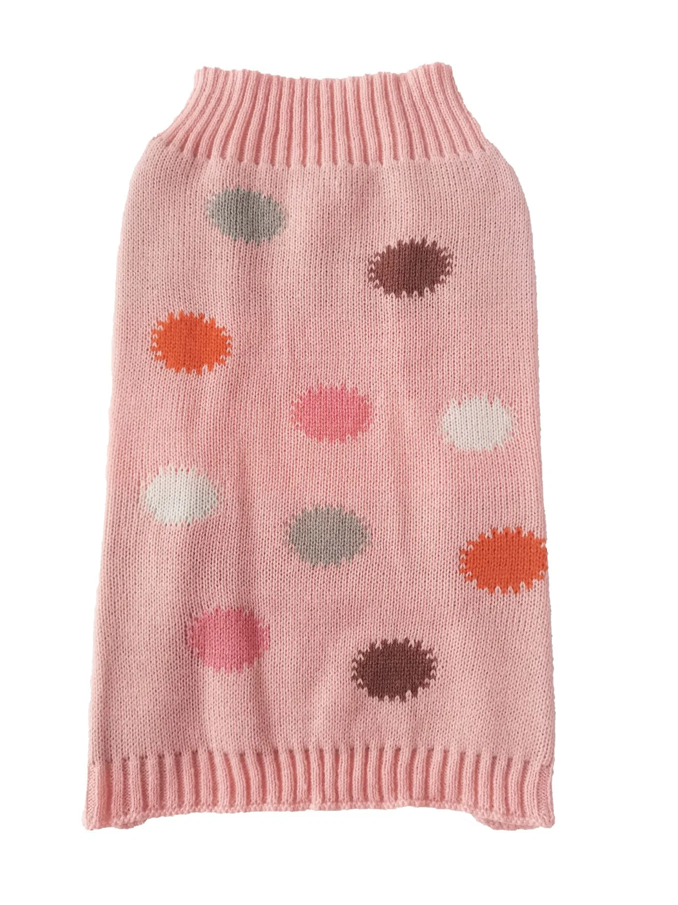 Popular Pink Constrast-Color Dots Jacquard Knitted Spring Pet Doggy Apparel