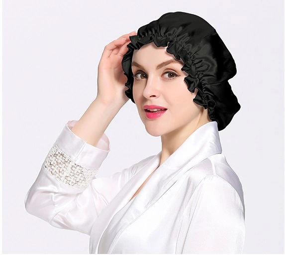 Luxurious Double Layers 100% Silk Night Sleep Cap Adjustable Silk Bonnet