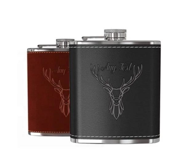 Hip Flask Liquor Whiskey Alcohol Wine Pot Stainless Steel Leather Hip Flask