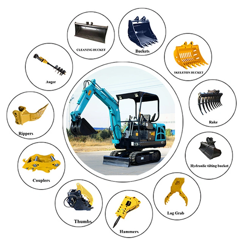 0.6ton 0.8ton 1ton 1.8 Ton 4ton Hydraulic Small Home Garden Rubber Track Crawler Mini Bagger/ Digger/ Excavators