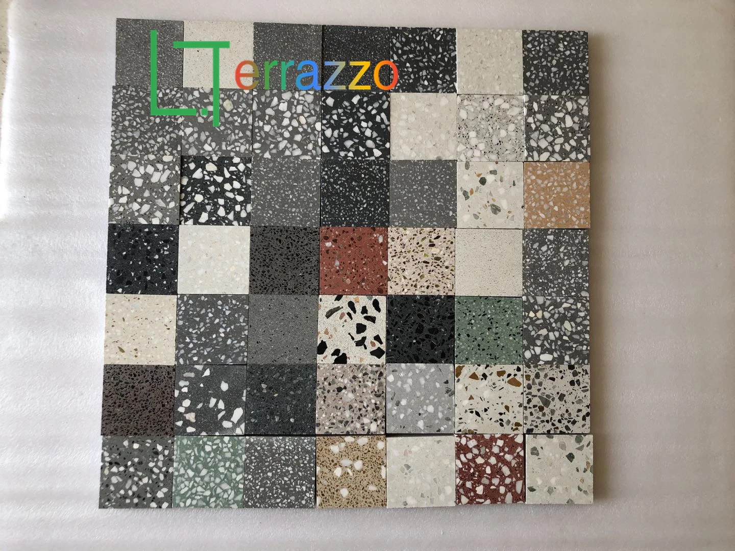 High Quality Beveled Anti-Skid Terrazzo White Exterior Floor Tile