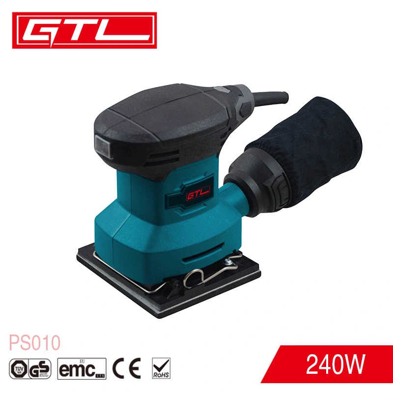 Power Tool 240W 110X100mm Elelctric Wood Finish Palm Sander with Dust Collector (PS010)