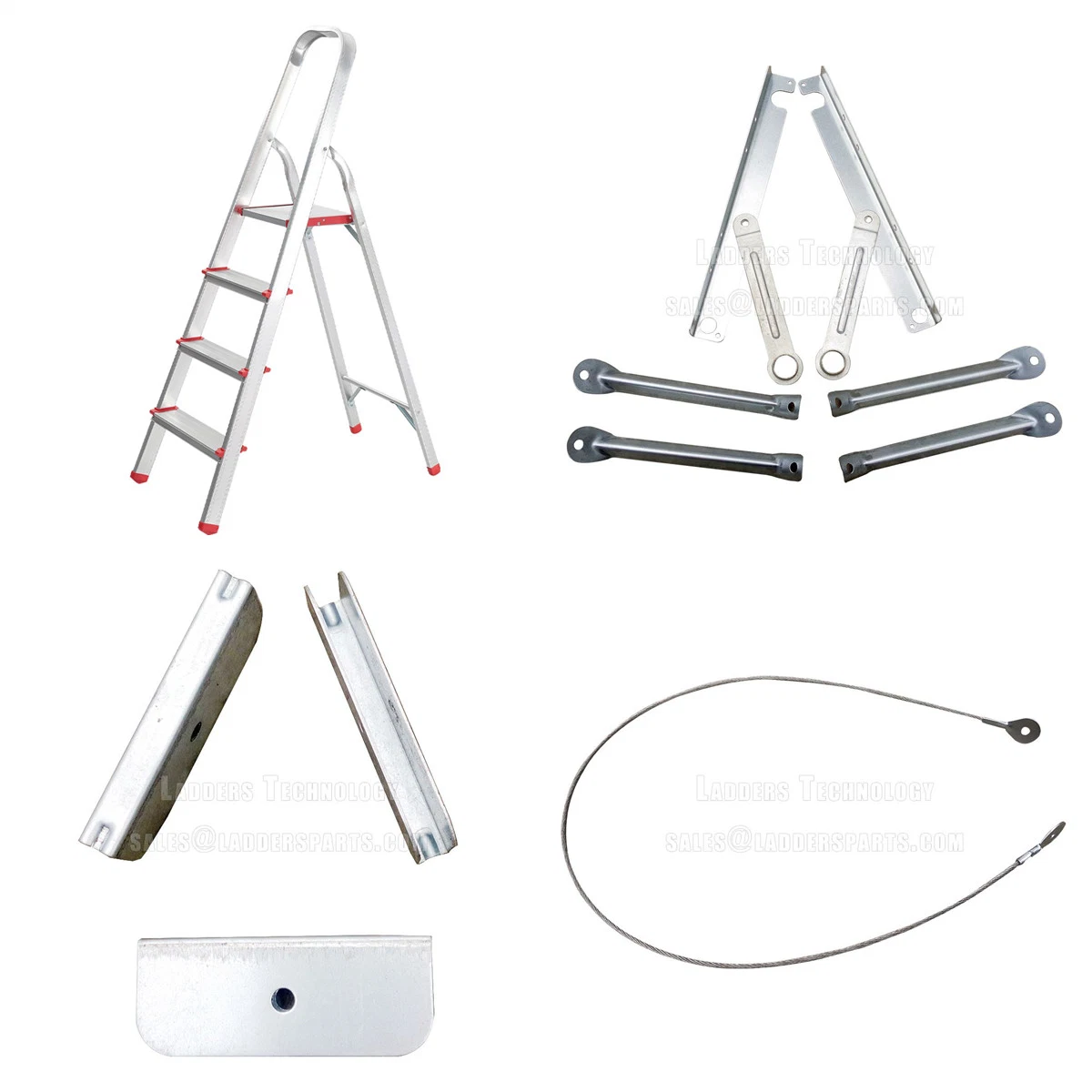 Aluminum Folding Household Ladder with Steel Platform and Plastic Parts