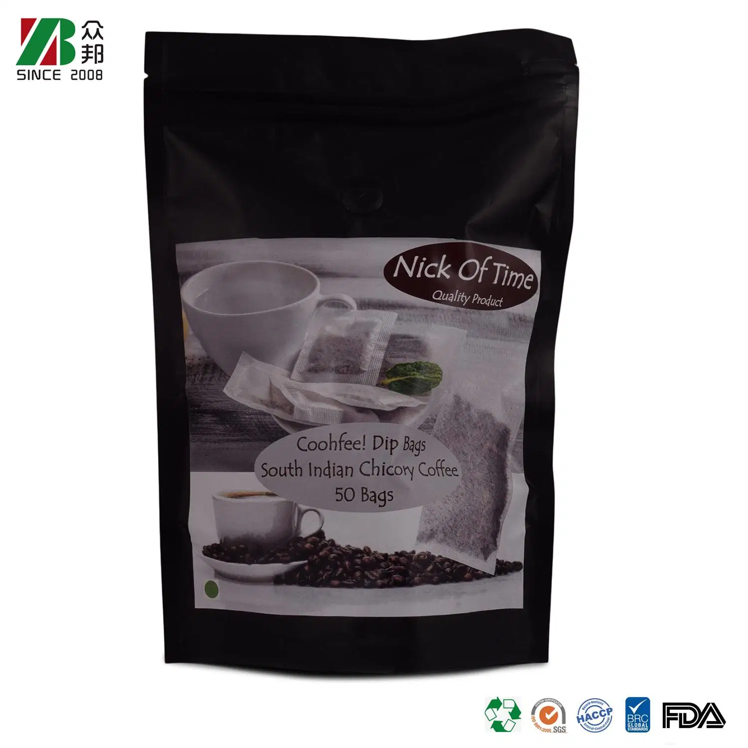 Laminated Recyclable Aluminum Empty Herbal Tea Leaf Packaging Bag with Zipper