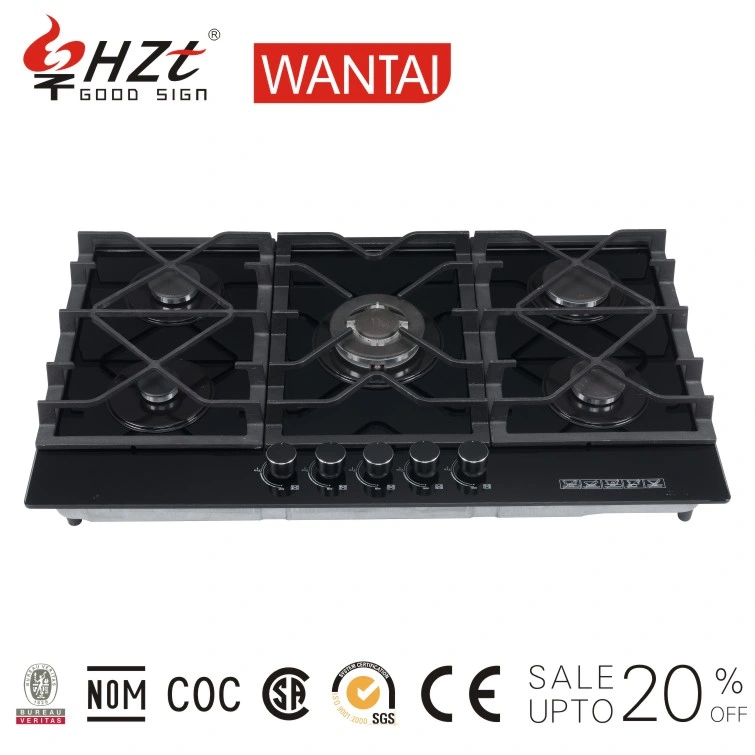 Cooker Stove Tempered Glass 5 Burner Glass Top Build in Hob for Household Cooking