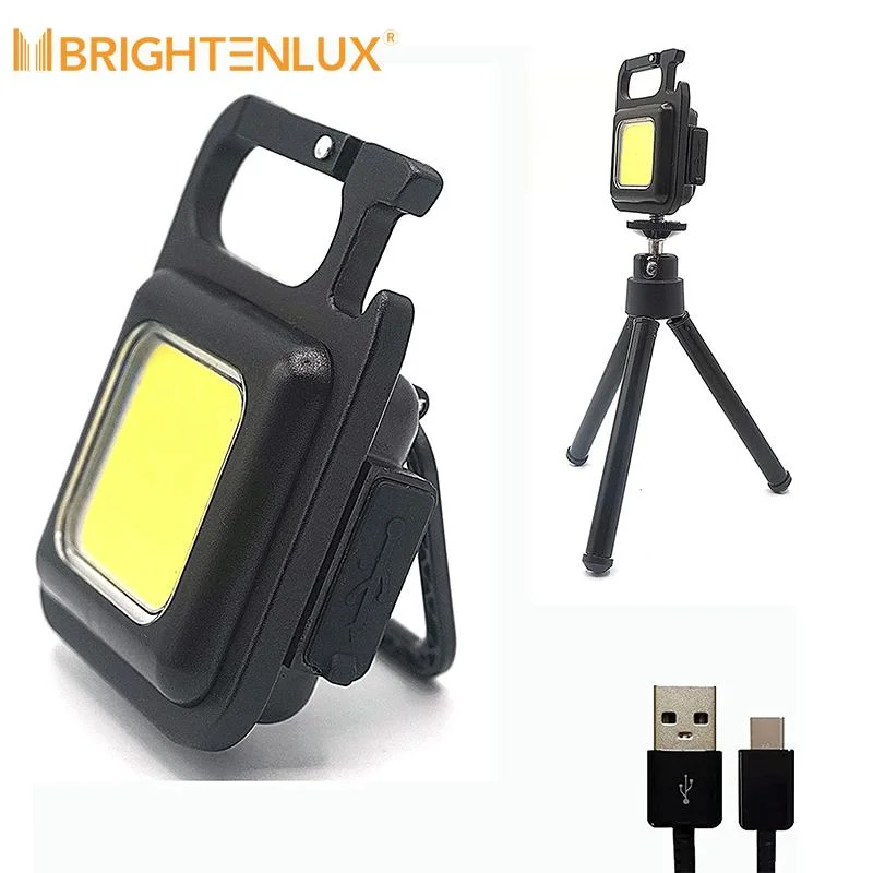 Brightenlux 2023 Nuevo Tipo-C Batería recargable Mini mazorcas de bolsillo Práctico llavero mochila de la luz de trabajo colgando de la luz de linterna con abrebotellas