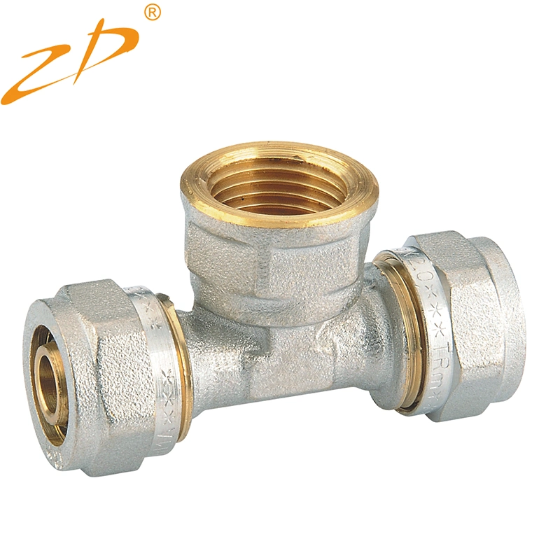 16-32mm Brass Pipe Compression Fitting Tee Female for Pex Pipe