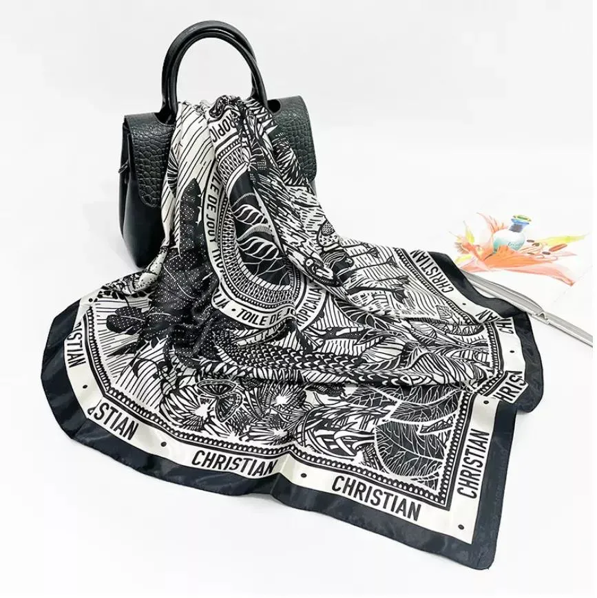 Novo design Lady Accessory Custom Big Neckwear Perfect Square Muslim Senhoras Scarf elegante pequeno decorado Silk Scarf