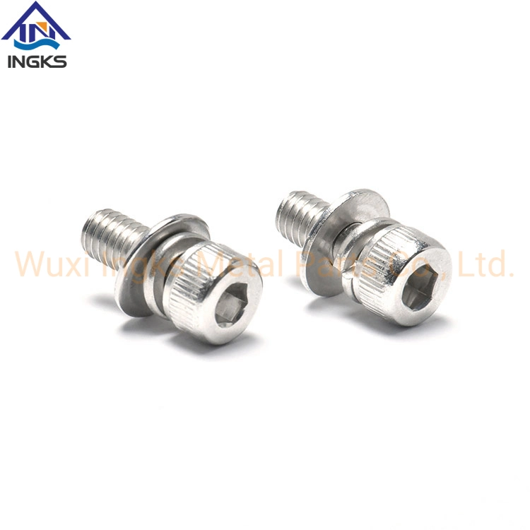 Assembled Hex Socket Knurled Cheese Head Screws with Flat Washer and Spring Washer Screw Set