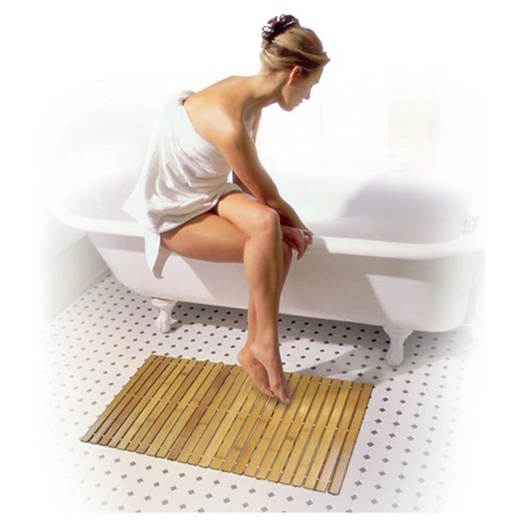 Rutschfeste Anti-Rutsch Badezimmer Dusche Boden Massiv Natürliche Quadrat Holz Bambus Teppich SPA Auto Boden Gummi PVC Yoga Sauna Bad Mat