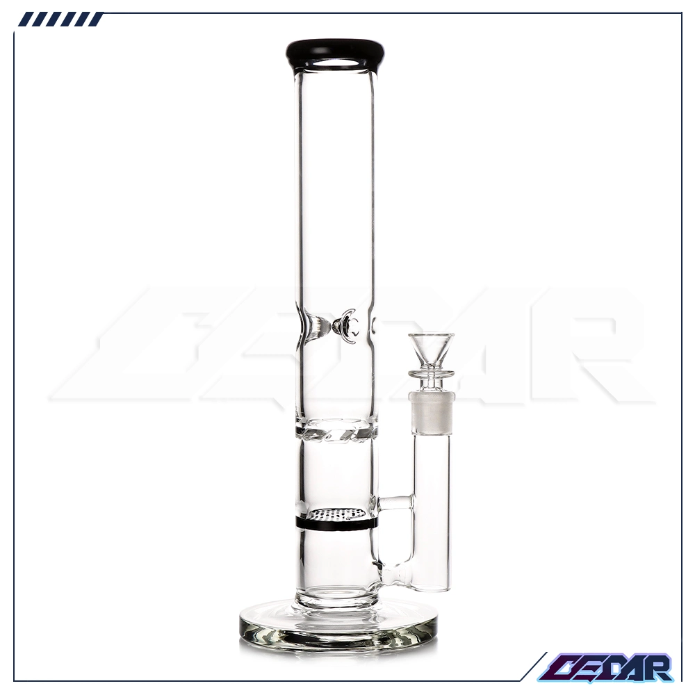 14 Inches Mixed Color Borosilicate Hookah Herb Showerhead Percolator Pipes Pyrex Straight Tube Glass Smoking Water Pipe